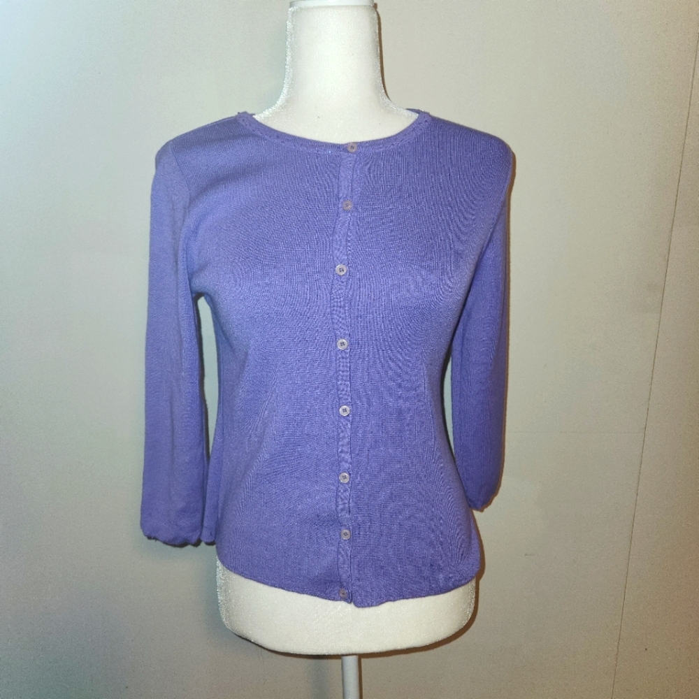 Vintage Y2K BCBG Nordstrom Lilac Lavender Purple Beaded Cardigan Medium M EUC